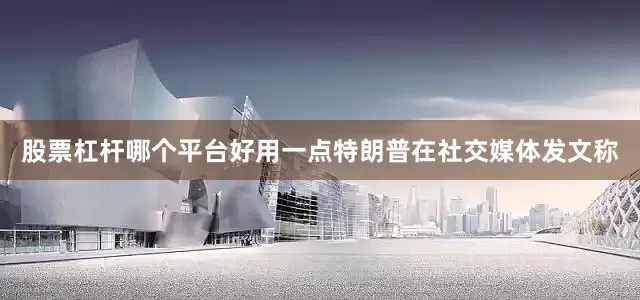股票杠杆哪个平台好用一点特朗普在社交媒体发文称